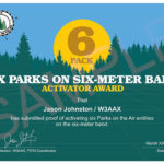 Six Meter (6 Pack) Activator achievement badge